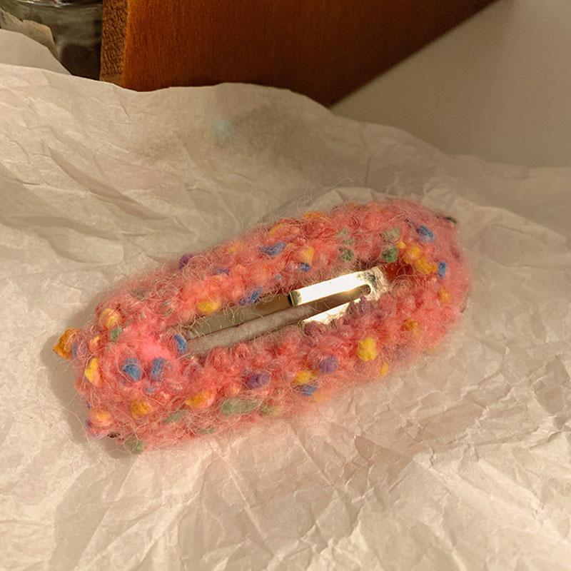 Korean Cute Sugar Bean Plush Hair Clip - Colorful Wool Christmas Hairpin for Women