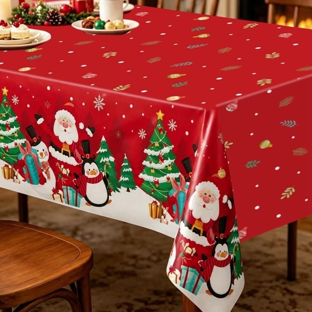 Plastic Table Cover Disposable Party Tablecloths Retro Christmas Tablecloth  Christmas Decoration