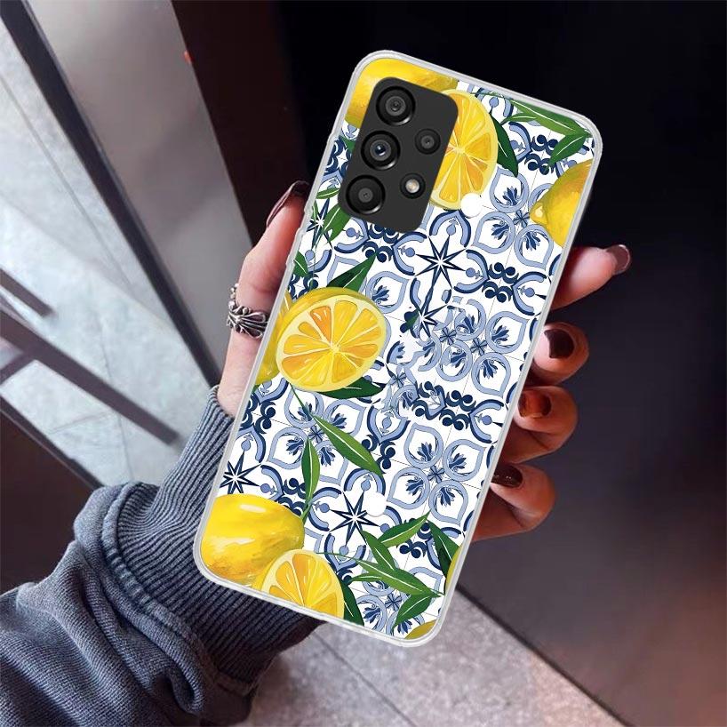Mediterranean Lemon Phone Case For Samsung Galaxy A12 A52S A42 A32 A22 A51 A50 Note 20 Ultra 10 S10 Plus A71 A70 A31 A30 A10S Ga