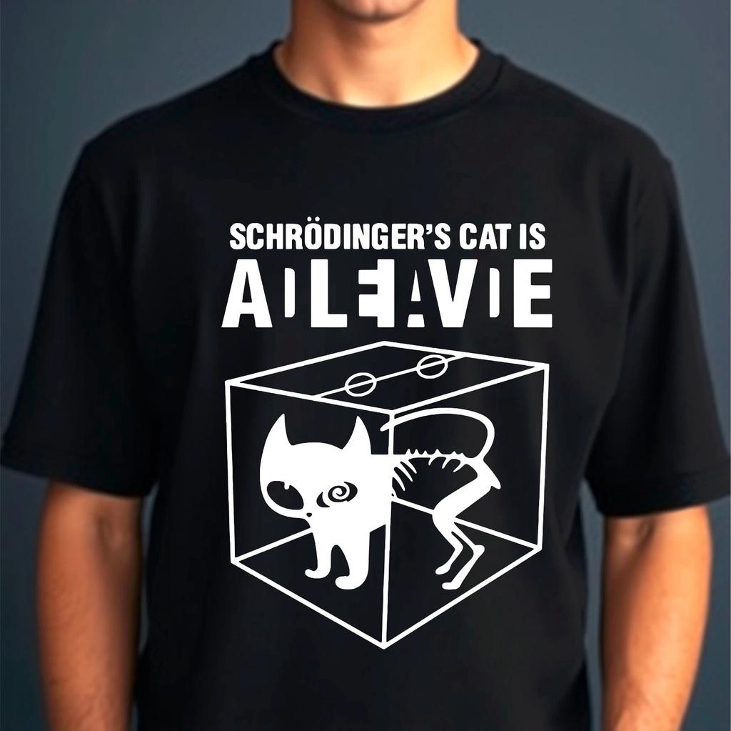 Schrodingers Cat Science Geek Nerd Men's Cotton Gift Tee T-Shirt