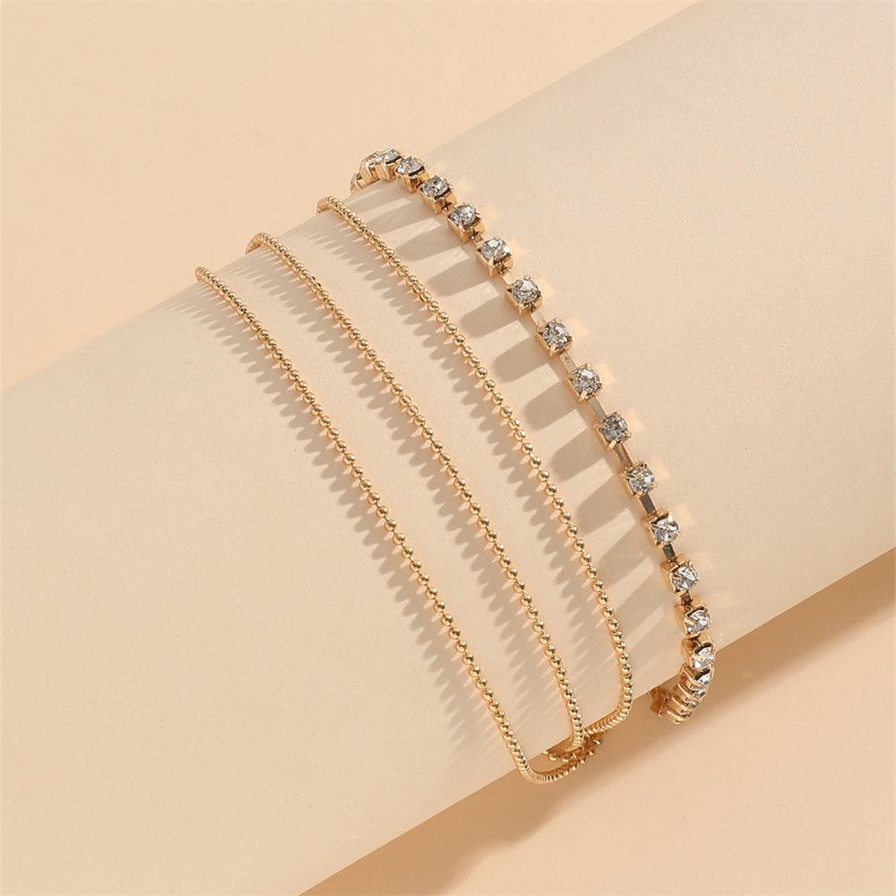Ladies' Simple and Cheap Claw Diamond Chain, Anklet, Personalized Multi-layer Bead Chain