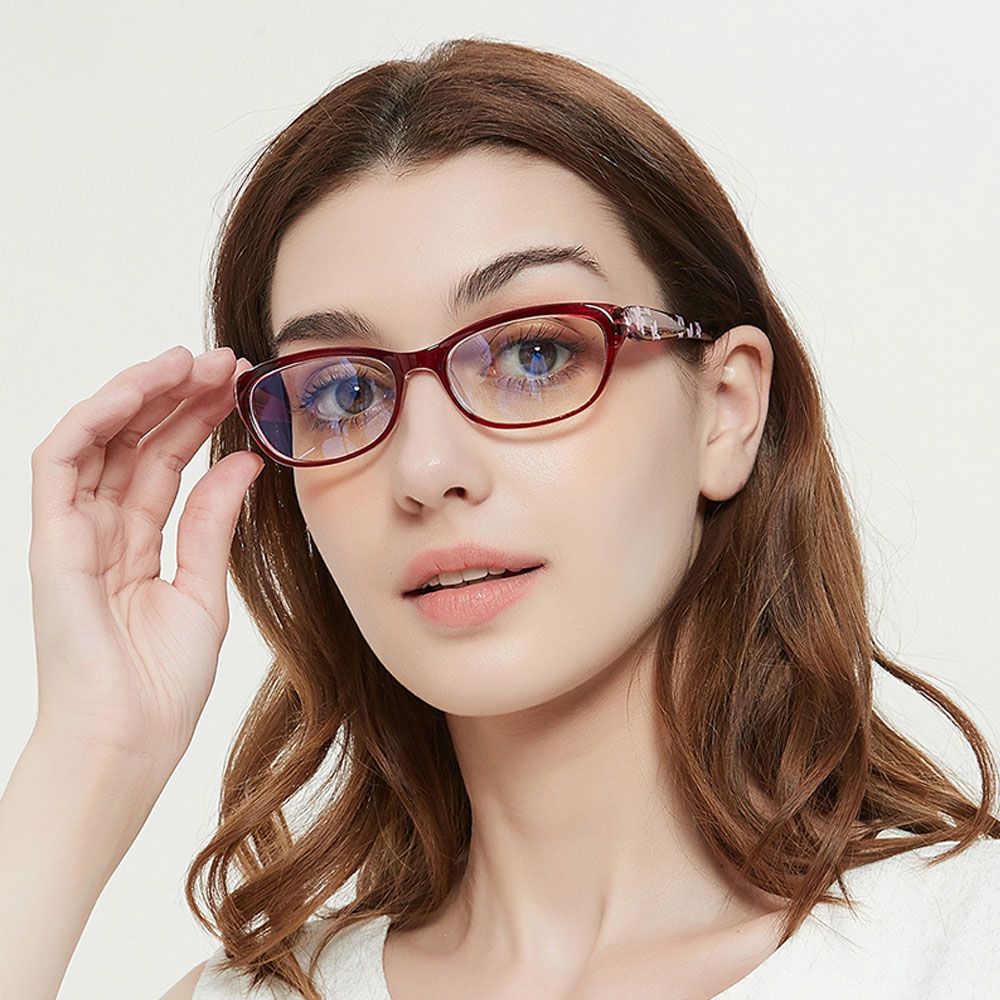 

Женские очки для дальнозоркости Очки Flower Очки для пресбиопии Компьютерные очки Очки для чтения red-+150