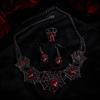 3pcs with Inlaid Glass Halloween Pendant Earrings Gothic Style Punk Hollow Necklace  Gift
