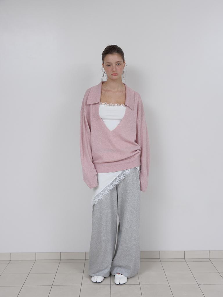 Asula Pure Wool Collar Knit (Light Pink)