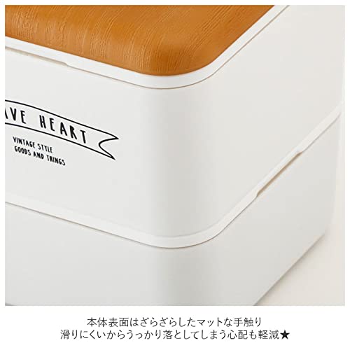 Masakazu Lunch Box Wood Grain x White Length 10 x Width 10 x Height 11cm Square Nest Lunch 600ml Made in Japan Approx. FREE&EASY 43-78702-1