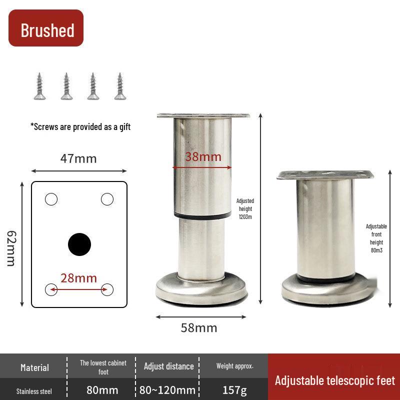 Adjustable Stainless Steel Furniture Legs for Cabinets and Tables