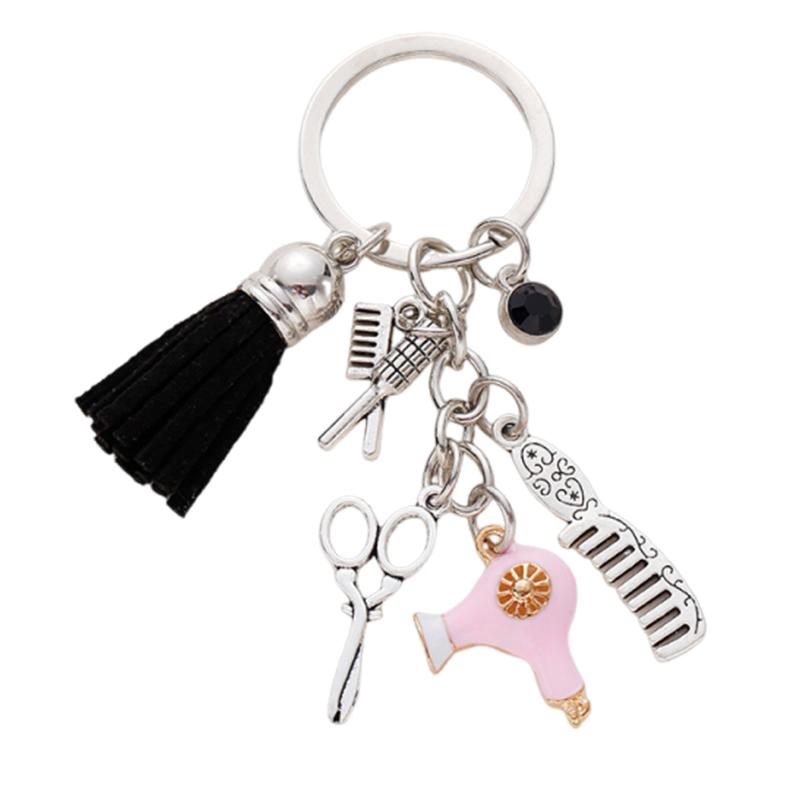 

Милые расчески, ножницы, фен, брелок для ключей от машины, парикмахер, парикмахеры, стилист по волосам, брелок-подвеска для рюкзака, кошелька розовый