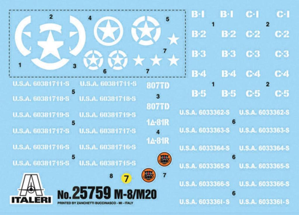 Italeri 1/56 WWII American M8/M20 Greyhound Armored Car Plastic Model Kit IT25759