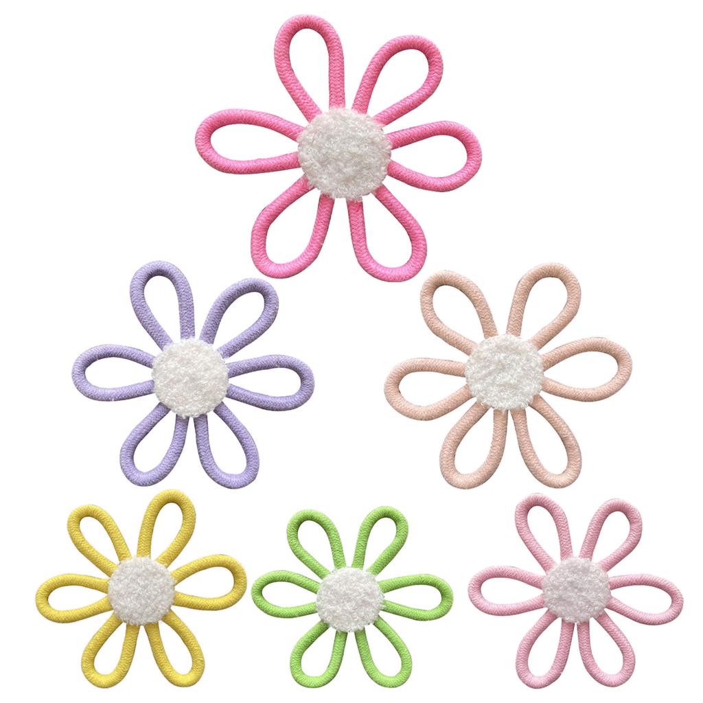 6Pcs Cotton Rope Flower Nursery Wall Decors Kid Room Decorations for Girl Woven Colorful Flower Ornaments Wall Hangings