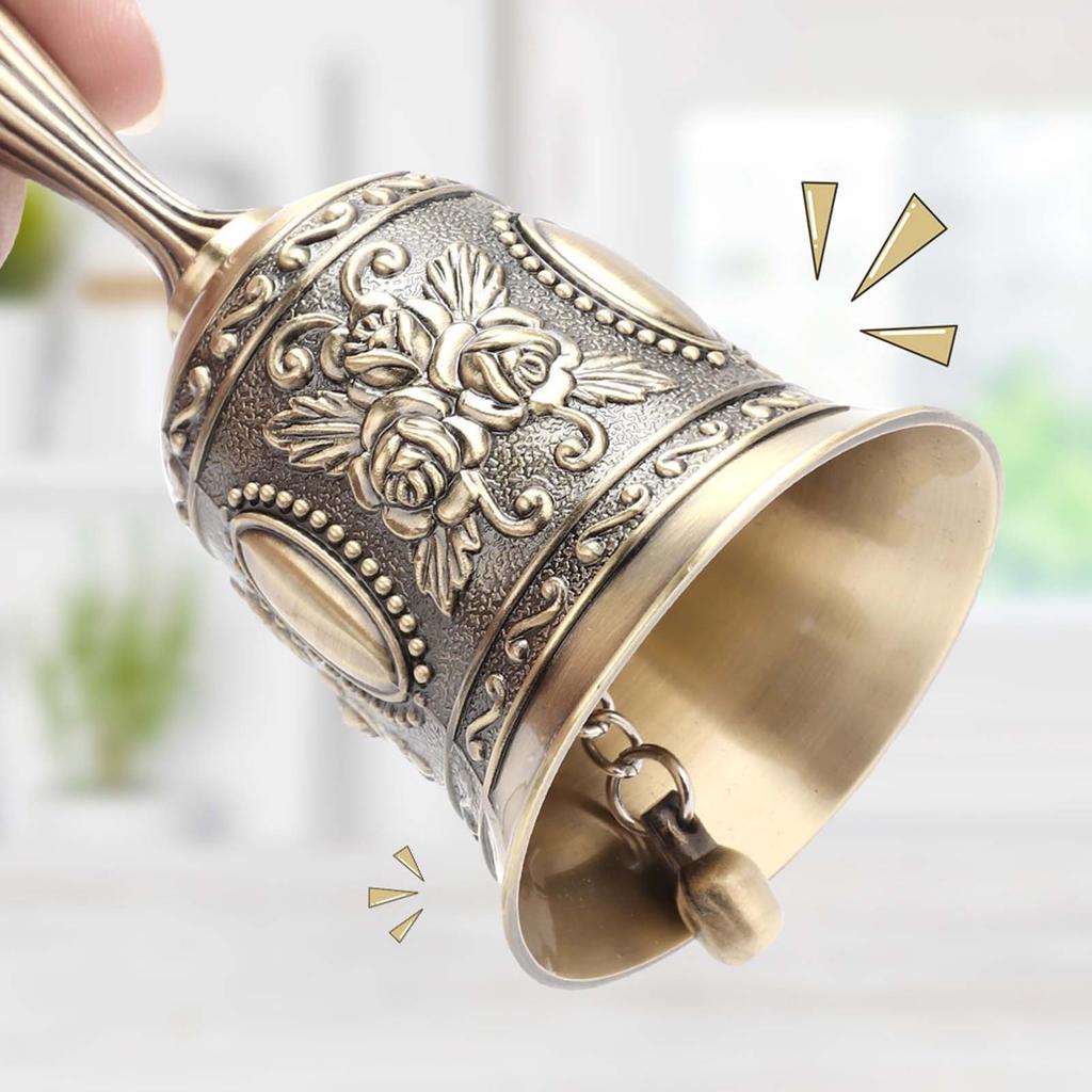 Zinc Alloy Rose Pattern Dinner Hotel Calls Handbell Hand Bell Metal Handicraft Christmas Gifts