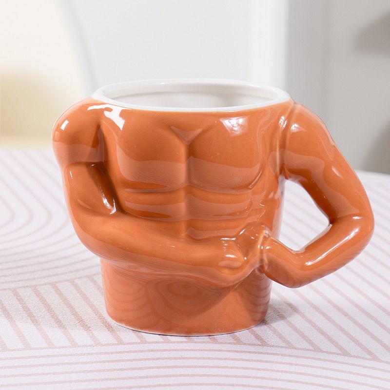 Ceramic Coffee Cup – Cute Belly and Muscle Man Mugs – Fun Home Decoration