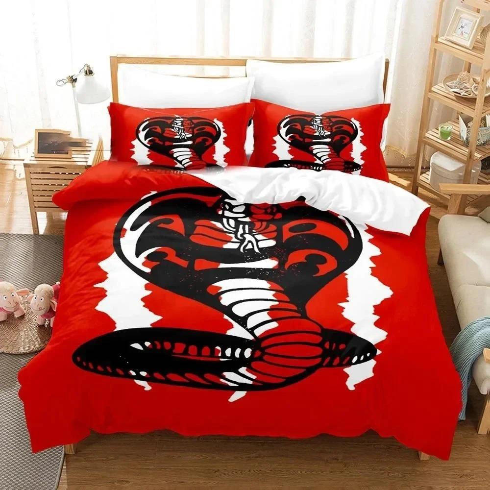3D Print Cobra Kai Karate Beddengoedset Dekbedovertrek Bedset Quiltovertrek Kussensloop Dekbed King Queen Size Jongens Volwassen Beddengoed