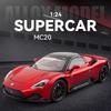Gegoten Legering 1:24 Maser MC20 Cabriolet Supercar Model met Geluid en Licht Terugtrekken Kinderspeelgoed Voertuig Ornamenten Cadeau