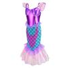 New Mermaid Dress For Girls Halloween Party Girl Cosplay Purple Ariel Mermaid Dress + Accessories Set 3-10 Years