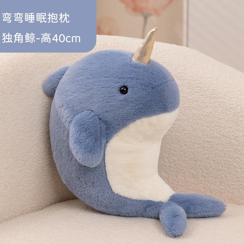 Cartoon Curved Sleep Whale Doll Seal Shark Plush Doll Aquarium Simulation Narwhal