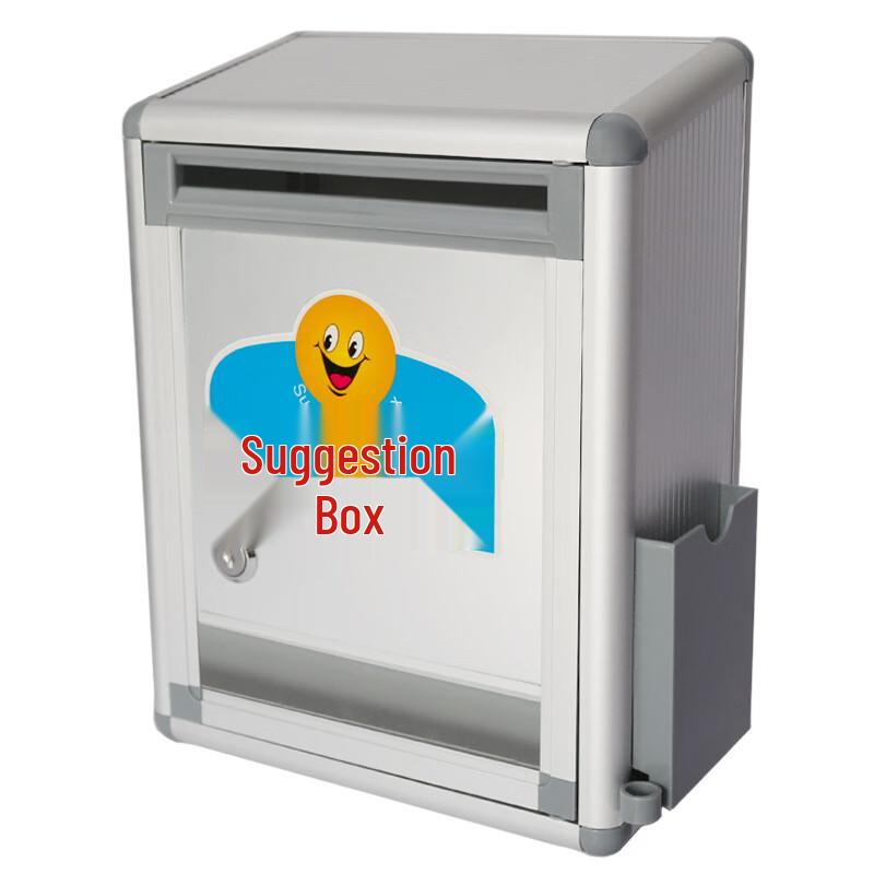 Wall-Mounted Aluminum Suggestion Box with Pen Holder and Lock