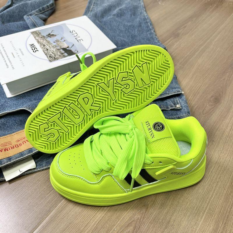 Niche Fluorescent Green Bread Shoes Women Ins Tide 2025 Summer Factory Versatile Student Leisure Sports Board Shoes