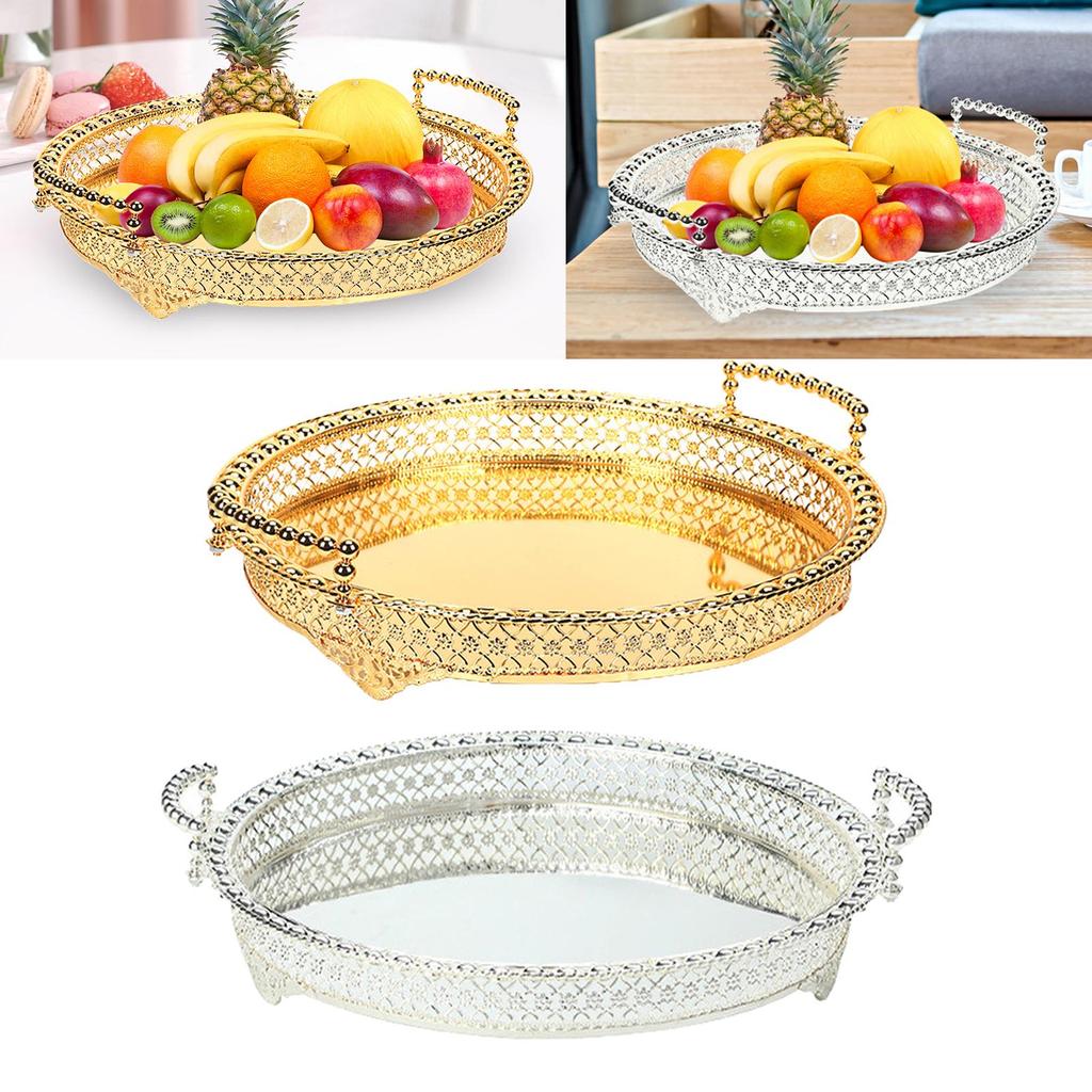 Fruit Basket Organizer Metal Plate for Dresser Dining Room Centerpiece Aureate