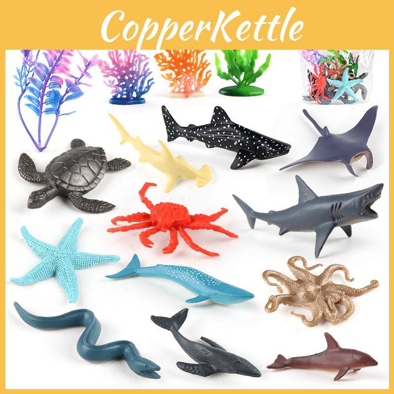 Detailed Ocean Animal Display Set With Dolphin Turtle Crab Octopus Realistic Models