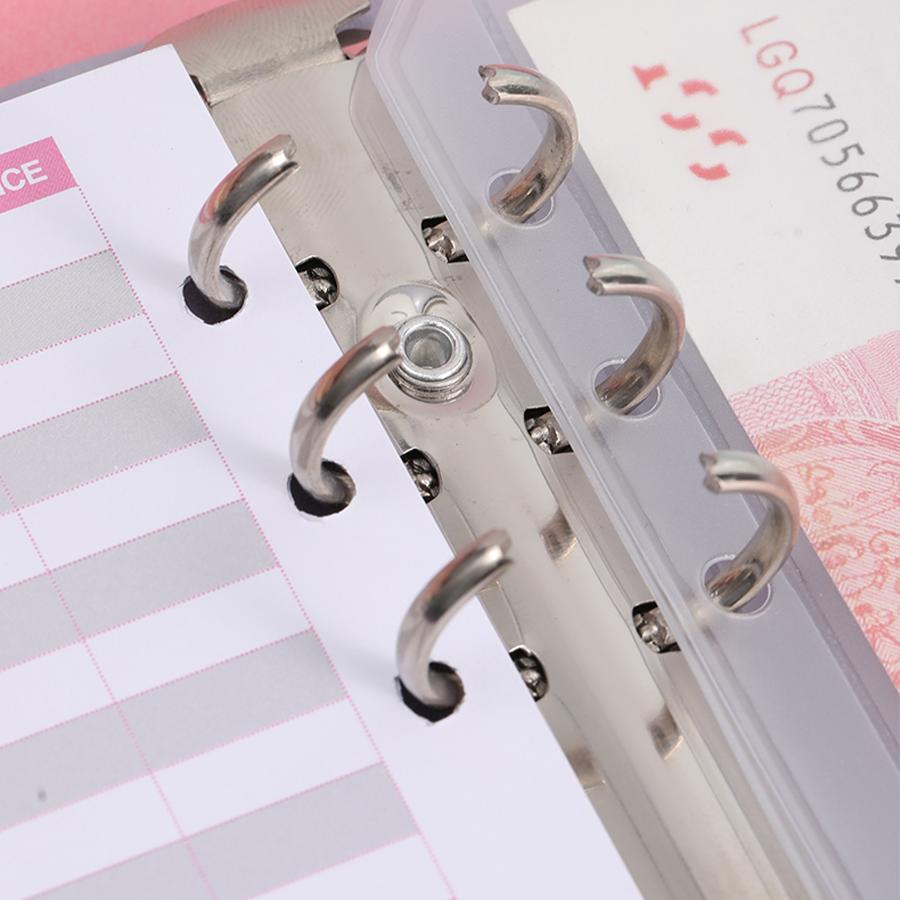 A5 budget binder planner with 5 cash envelopes and plan pages, colored PU leather notebook binder