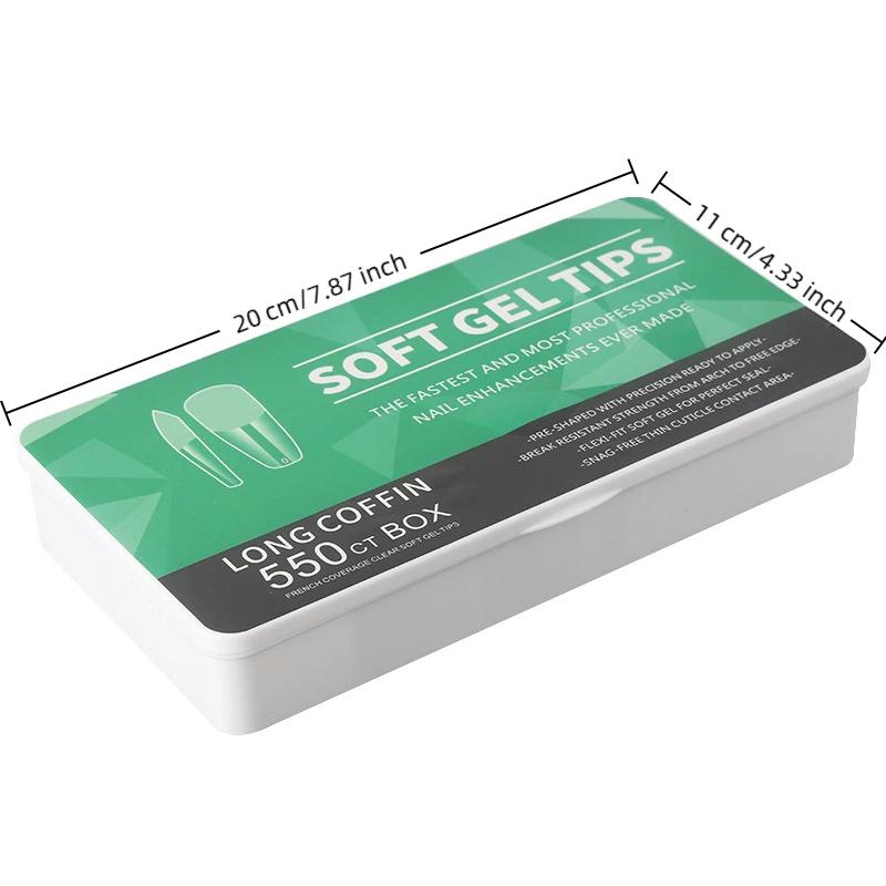 550Pcs Soft Gel Nail Tips Medium Short Almond Coffin Full Cover Matte Extension Tools Acrylic Press On Nail Diy Manicure Decor