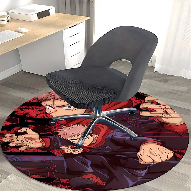 1pc Anime Cartoon Design Round Carpet for Office Chair Mat, NonSlip Rug Suitable for Home Decor, Living Room
