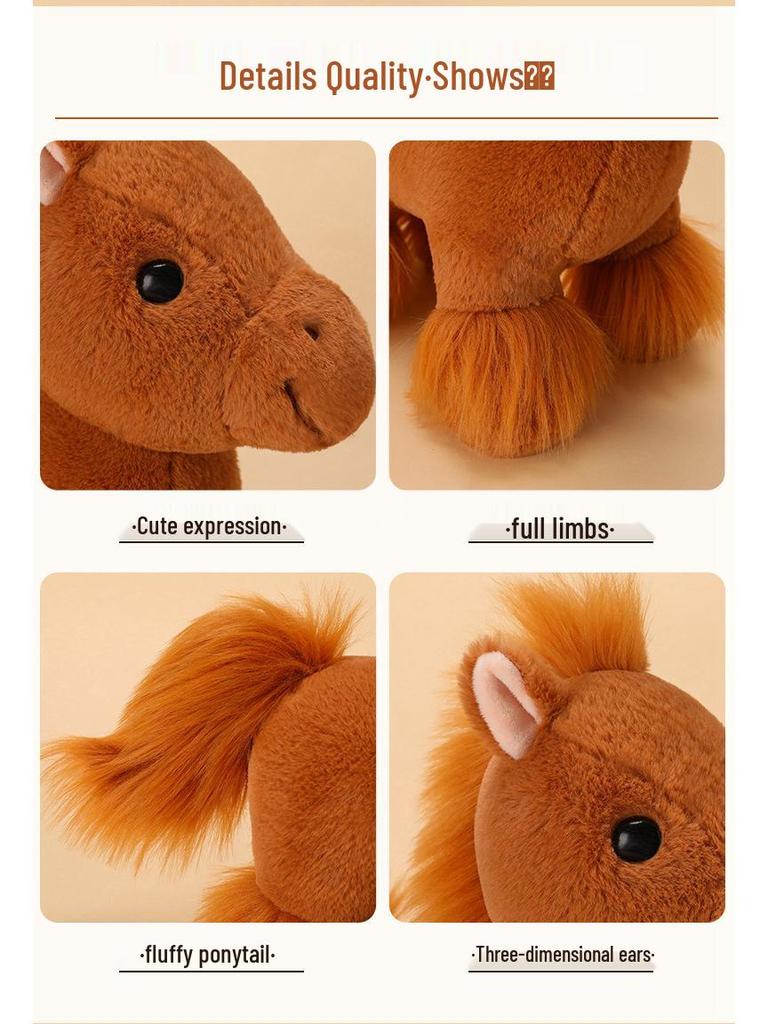 Brązowa Pluszowa Lalka Koń Dzikus - Prezent Urodzinowy dla Dzieci, Chłopców i Dziewczynek