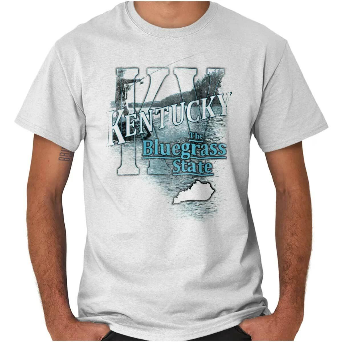 Kentucky Fishing Lake Souvenir Travel KY Adult Short Sleeve Crewneck Tee L