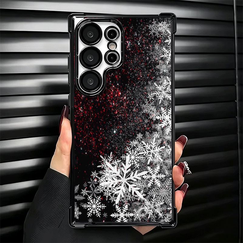 Snow Snowflake Winter Cold Soft Phone Case For Samsung Galaxy S26 Ultra S25 Edge S24 FE S23 Plus S22 S21 + S20 Plating Anti-Fall