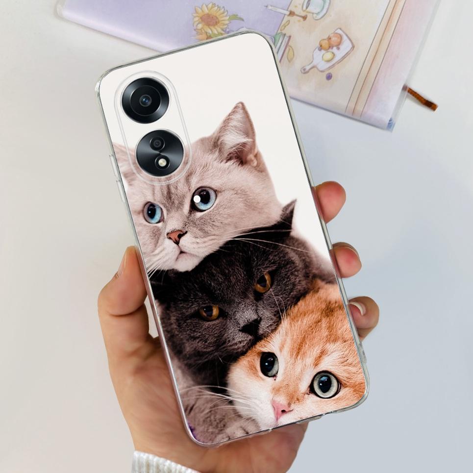 For Cover Oppo A58 4G CPH2577 Case Love Heart Butterfly Cover Shell For Oppo A78 5G 4G CPH2565 Soft Clear TPU Bumper Etui