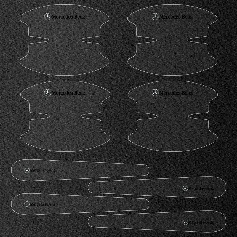 AABIE1 8Pcs Car Door Handle Bowl Anti Scratch Protective 3D Sticker Caps For Mercedes Benz C200 C230 C240 C250 C280 C300 C320 C350 C400