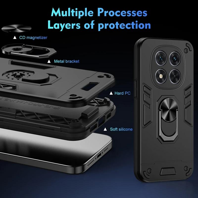 For Mi Poco X6 X7 Pro 5G Case Shockproof Armor Magnetic Holder Ring Case For Xiaomi Mi POCO C75 C61 F6 Lens Protect Cover