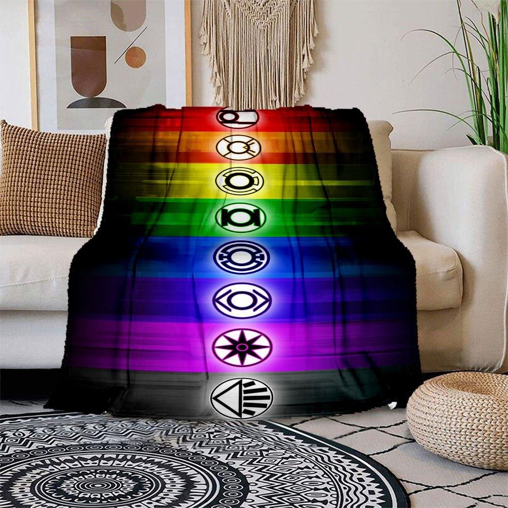 Colorful Lantern Symbols Wall Art DecorBlanket Flannel Throw Blanket for Sofa, Bed, Travel, Camping, Office, Couch, Chair