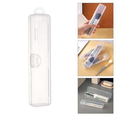 Clear Toothbrush Case With Lid Plastic Cosmetic Brush Organizers for Travel Home Office Storage