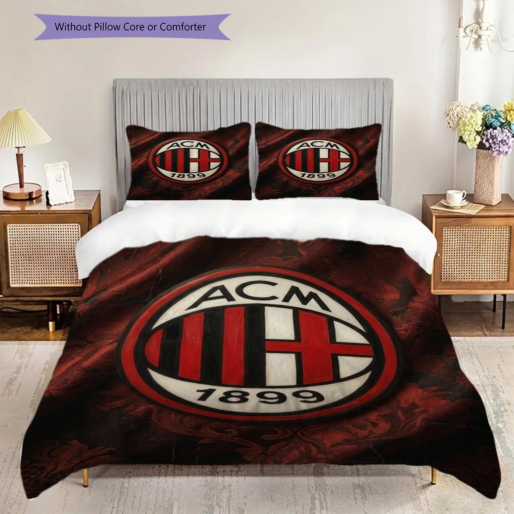AC Milan Legacy: Black Glory Bedding (1 * duvet cover + 2 * pillowcase, without core) Bedding set Duvet cover and pillowcase Soft and comfortable