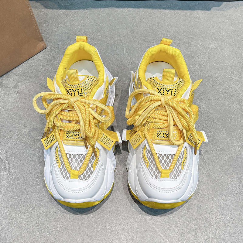 2025 new autumn breathable mesh women's shoes thick-soled heightening dad shoes versatile casual sports shoes running shoes