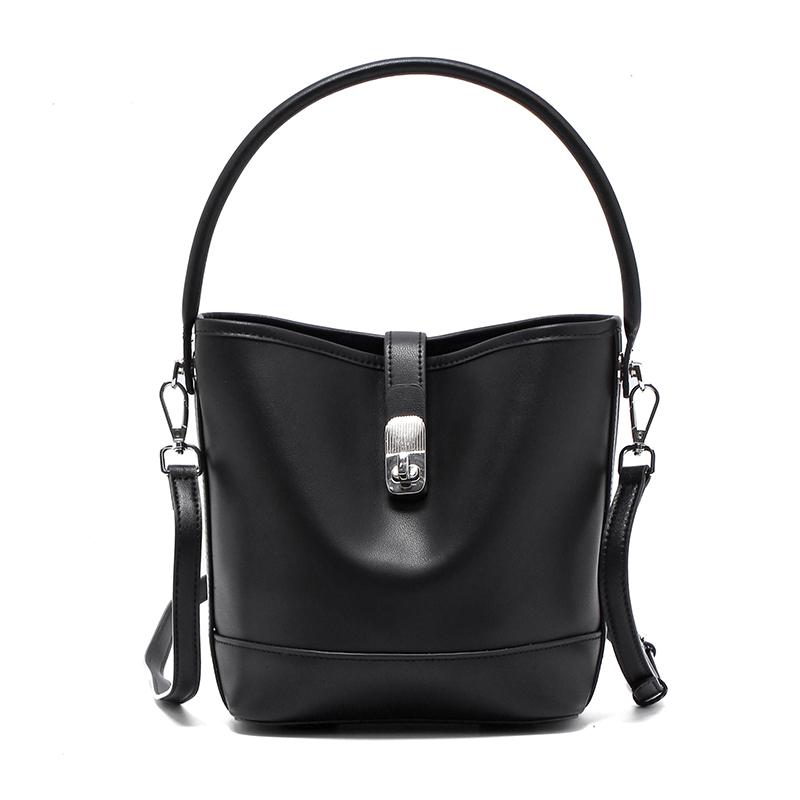 

Genuine Cowhide Leather Women s Bucket Handbag For Ladies Soft Large Capacity Shoulder & Crossbody Bag Luxury Brand Messenger 18x11.5x21cm чёрный