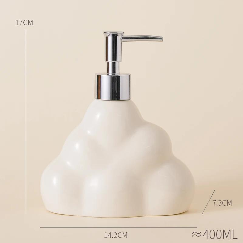 Cloud Shape Ceramic Liquid Soap Dispenser Pressing Bottle Bathroom Shampoo Shower Gel Dispensing Bottle BathroomAccessories Gift