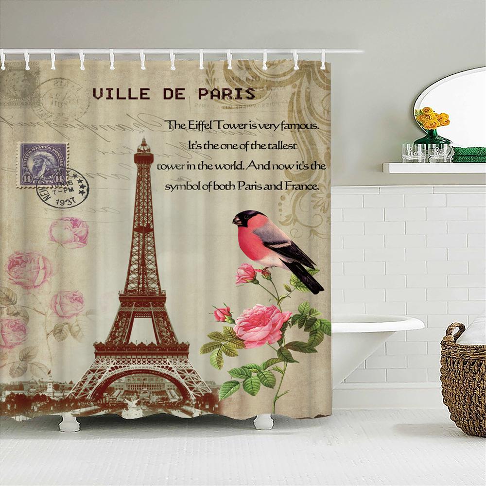 Paris Tower Paris Landskap Duschdraperier Badrum Vattentätt Badgardin Polyestertyg Badkar Badgardin 180*180cm