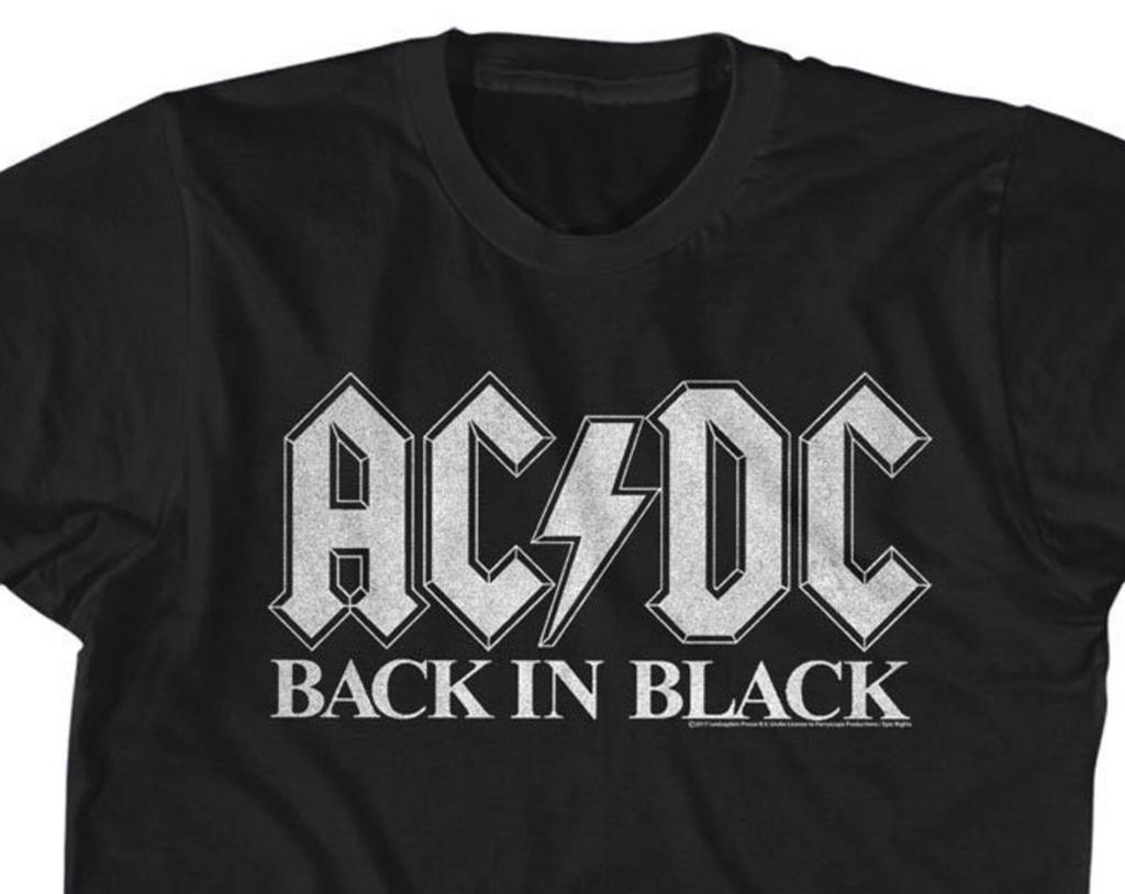 AC/DC Shirt, Back in Black Logo Tee, Classic Rock Band T-Shirt, Hard Rock Music Shirt