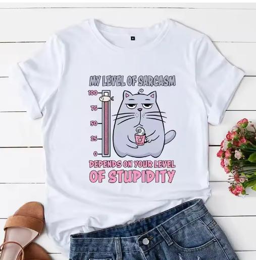 

Short Sleeve Clothing Women T Shirt Tops Cat Cartoon Graphic Tee TShirts Cotton Women Clothes Harajuku Graphic T Shirts S