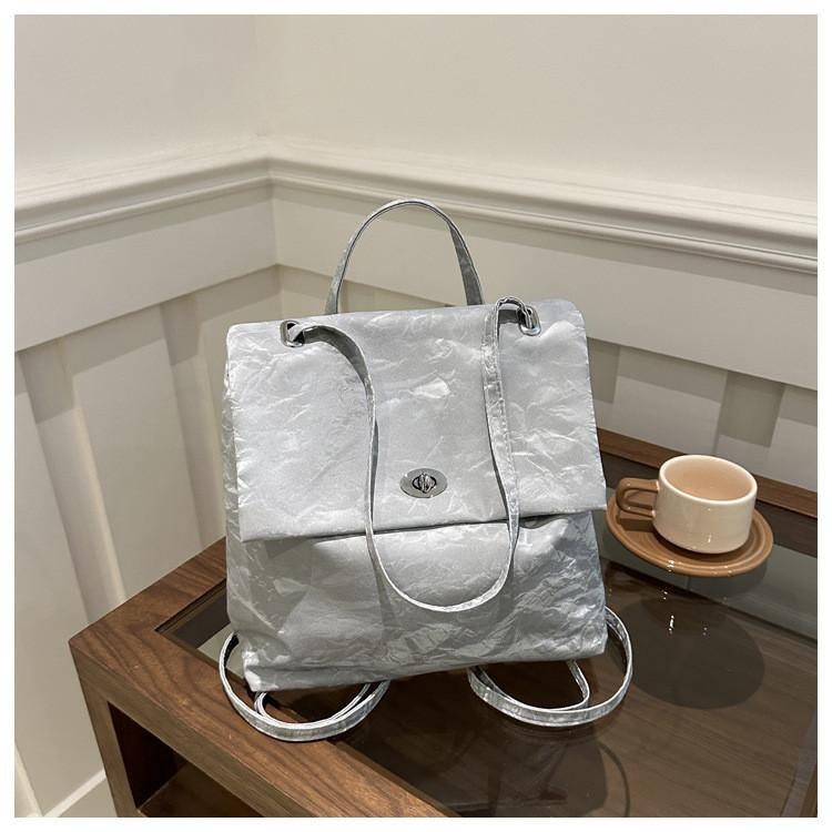 Womens Summer Minimalist Korean Style Backpack With Lock Closure For Daily Use