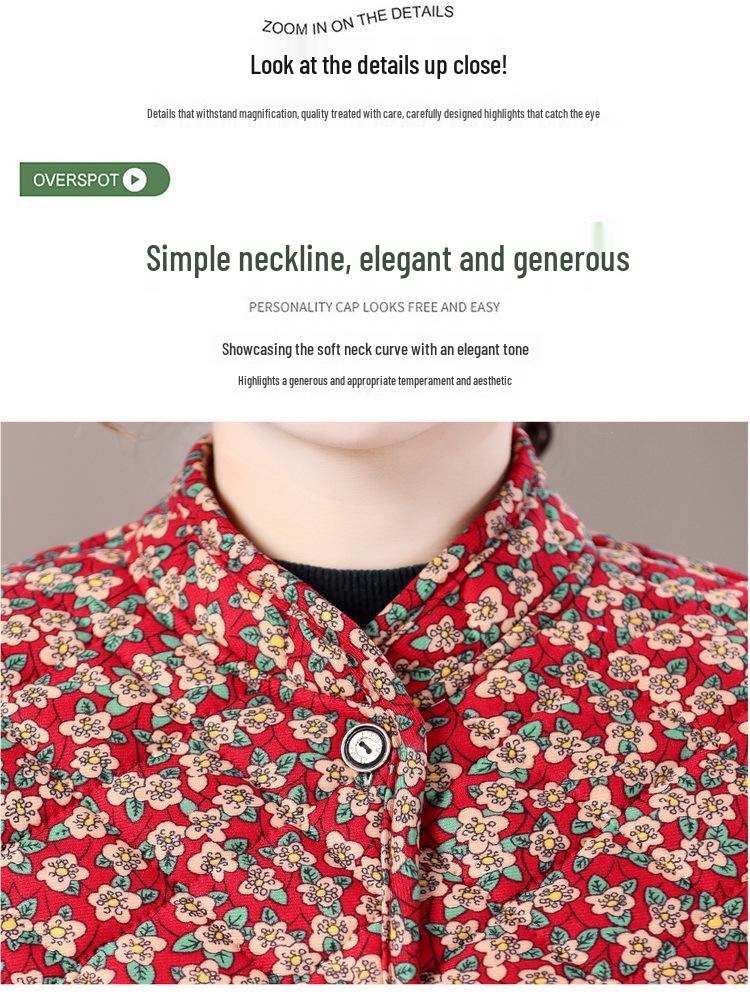 Mid-Sleeve Fleece-Lined Camisole Vest for Mid-Aged & Elderly Mothers – Autumn/Winter Warmth with Neck Protection