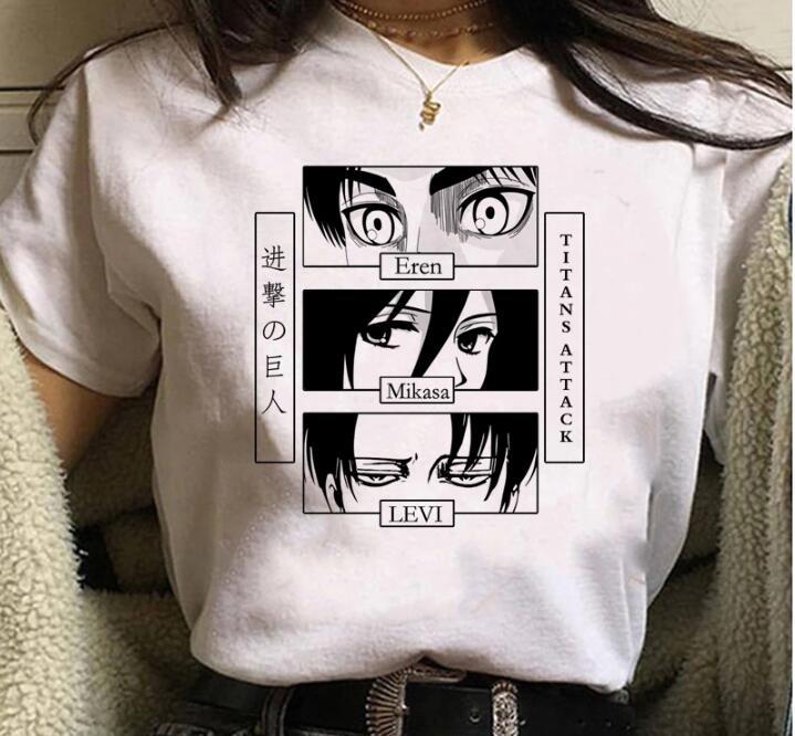 Kawaii Casual Anime Demon Slayer Kimetsu No Yaiba Graphics Female T-Shirt Summer Loose Blouse White Tees O-Neck Women Goth Tops