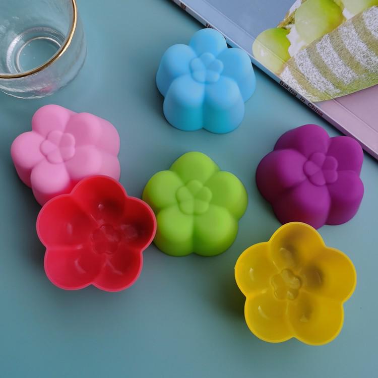 Colorful Silicone Rose Baking Molds - 5CM Cake & Muffin Cups, Pudding, Jelly, and Soap Molds