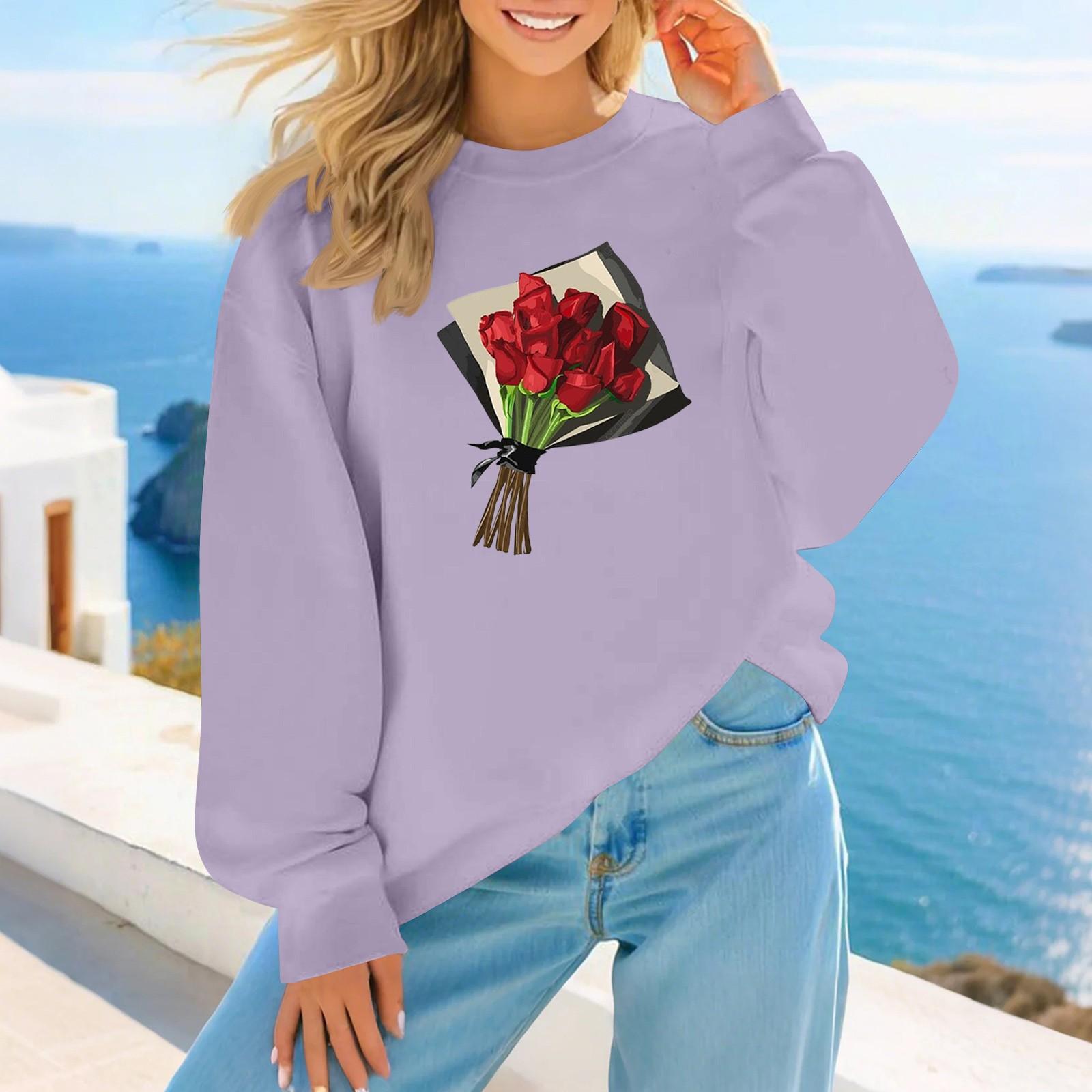 Women s Fashion Casual Christmas Printed Fall And Winter Loose Round Neck Pullover Sweatshirt Top XXXXL