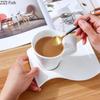 Creative European-style Ceramic Coffee Cup and Saucer Set Home Office Water Cup Tea Cup Simple Wave Mug Solid Color Drinking Set