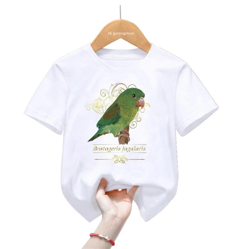 Sommar Tecknad Cockatiel Fågel Tryck T-shirt För Flickor/Pojkar Rolig Papegojfågel Barnkläder Kortärmad T-shirt