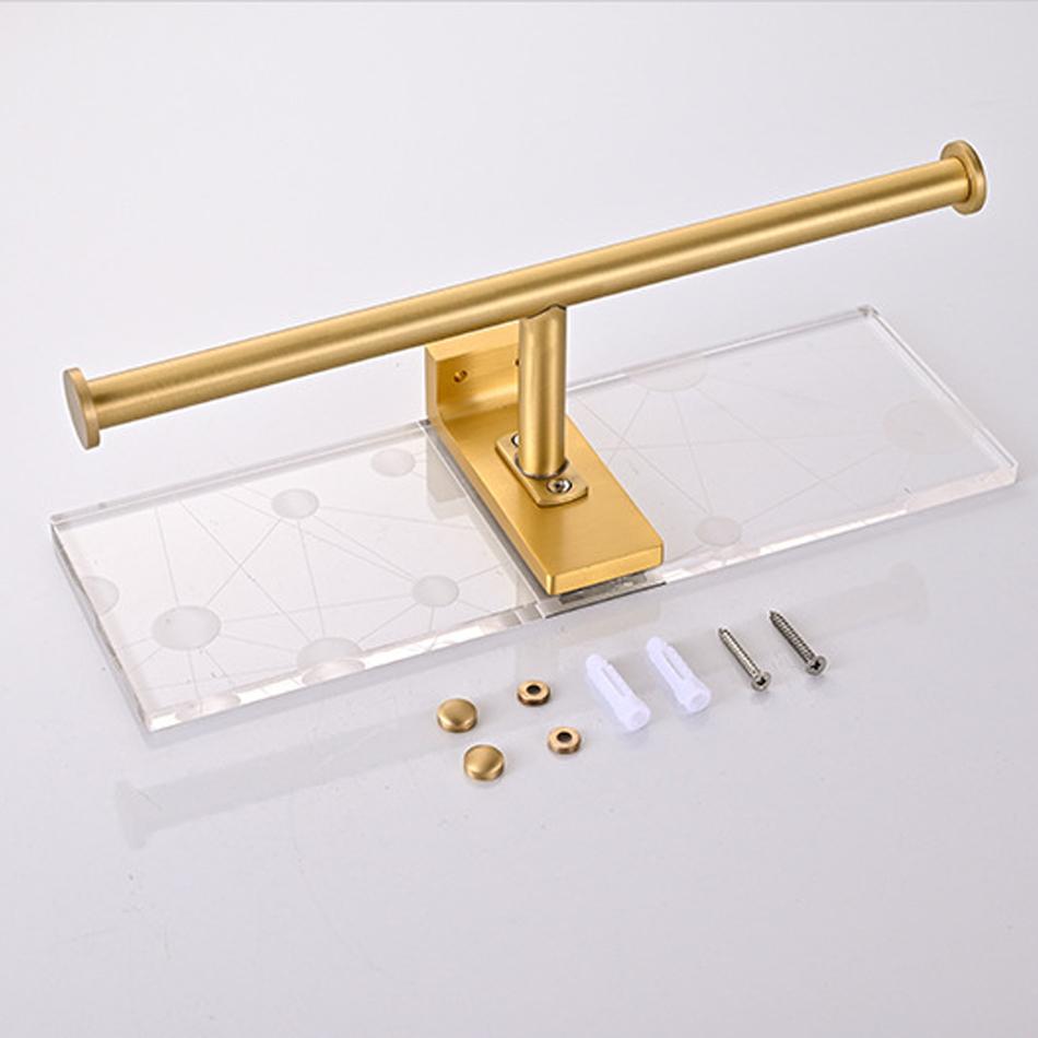 Gold Toilet Paper Holder with Shelf Black Aluminum Creative Acrylic Double Paper Towel Rack Tissue Hanger for Bathroom Kitchen