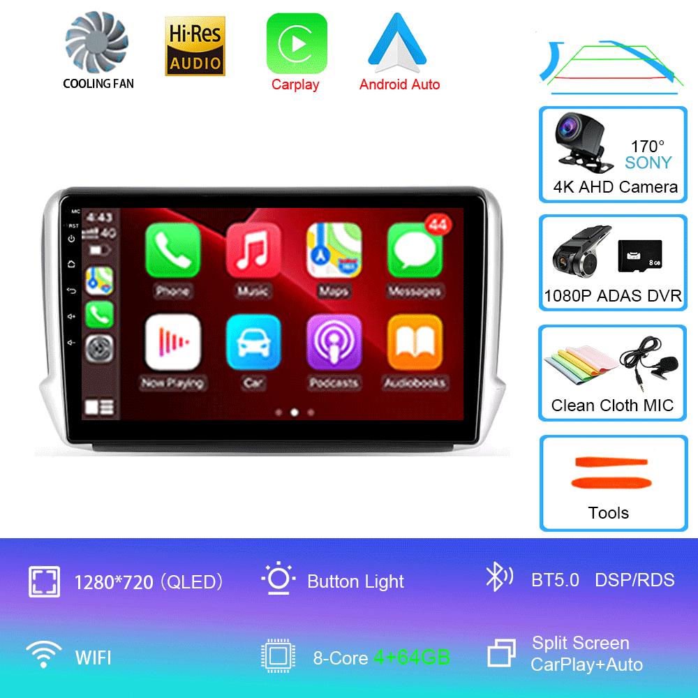 For Peugeot 2008 208 Series 2012 2013 2014 - 2018 Car Radio Android 14 Navigation Multimedia Player Carplay Auto Stereo BT Video